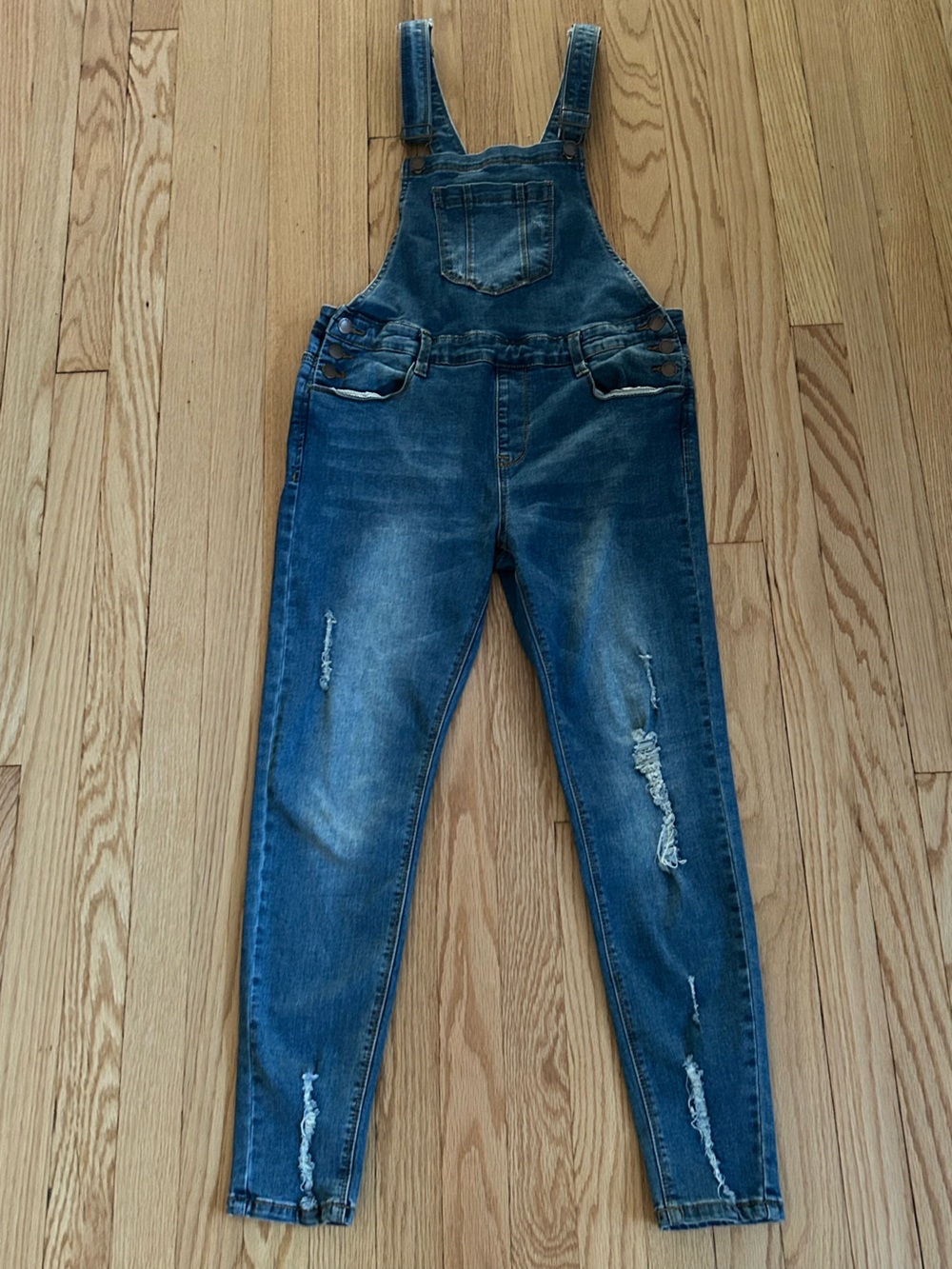 Encore Jeans Blue Y2K Distressed Denim Overalls